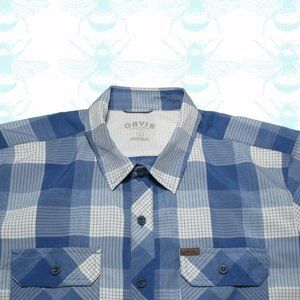 Orvis Tech Chambray Blue Short Sleeve Button Up Fishing Shirt Men's Size - L
